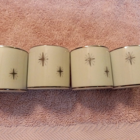 Fukagawa Arita 713 NAPKIN RINGS 4pc Cross Star Atomic Age Starburst MCM VTG - Picture 4 of 6